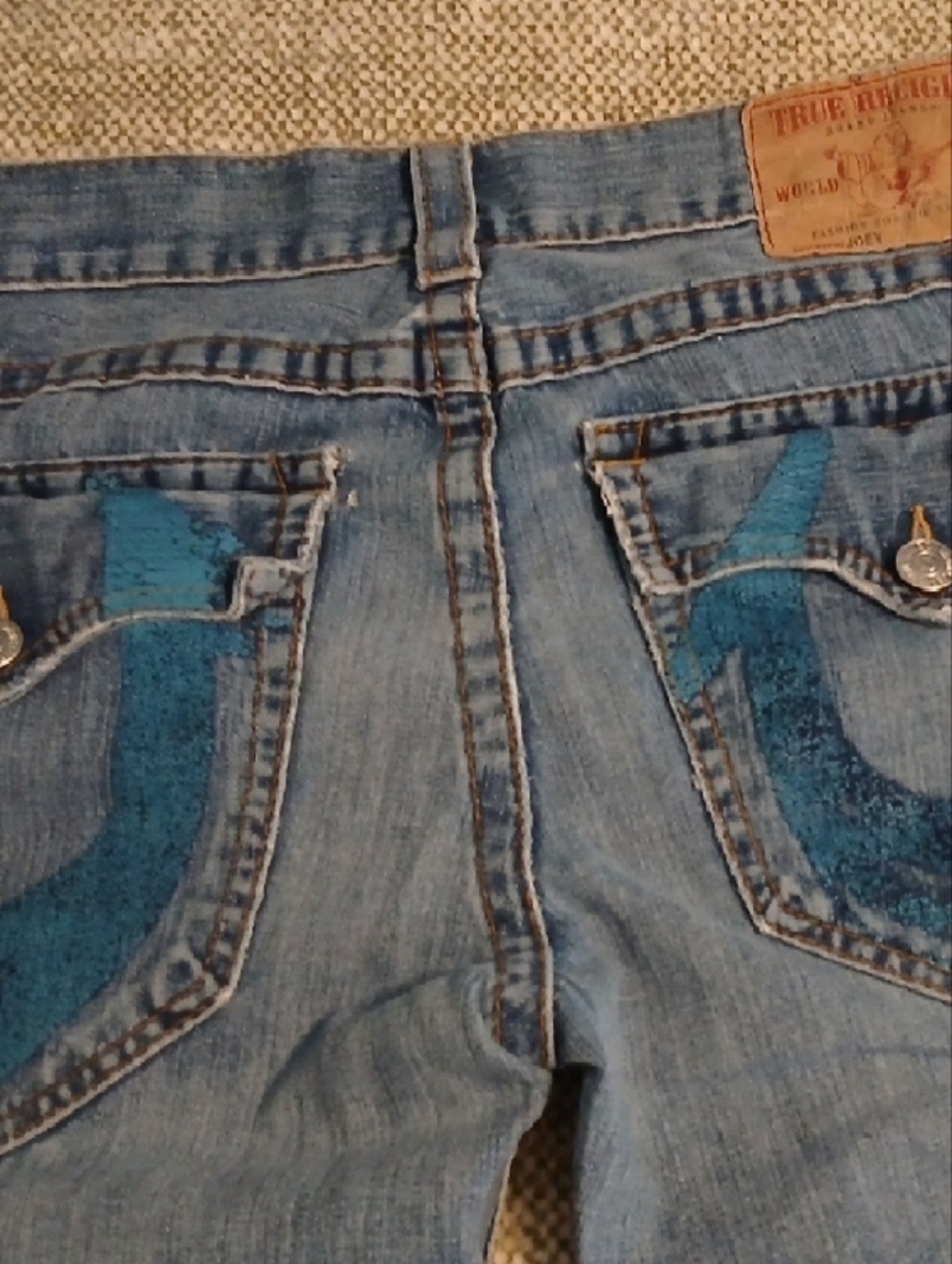 True Religion "Joey" Jeans with Blue Pocket Accent - Picture 2 of 3